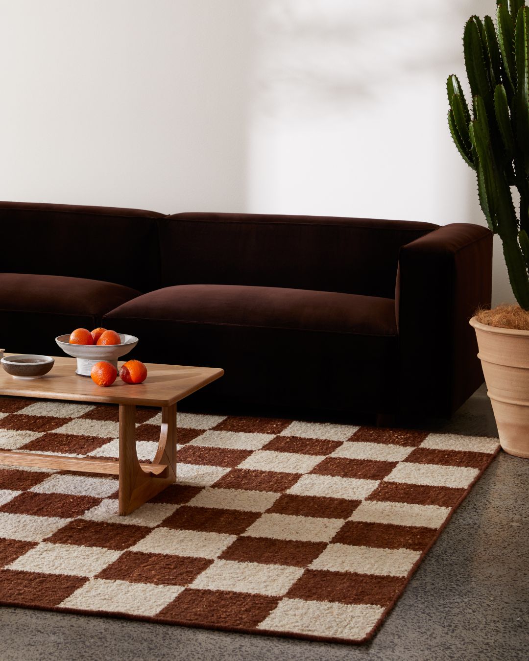 Checker Wool Rug Russet