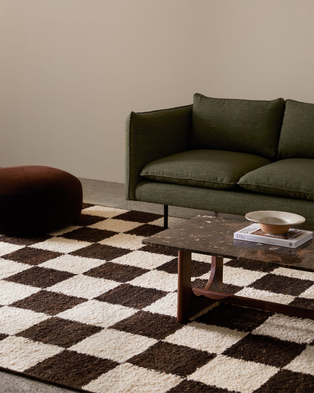 Checker Wool Rug Chocolate - Milk & Sugar