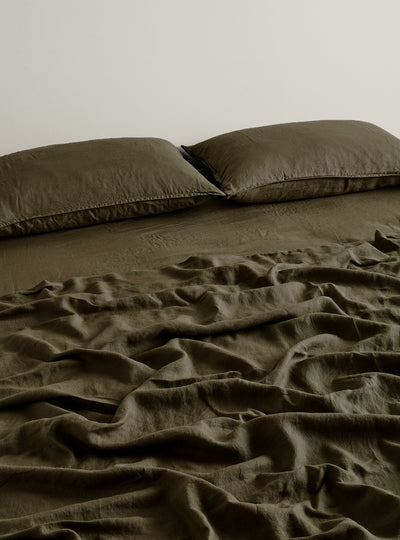 Camouflage French Flax Linen Quilt Cover - Milk & Sugar
