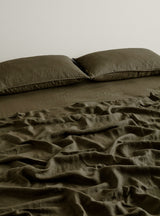 Camouflage French Flax Linen Fitted Sheet - Milk & Sugar