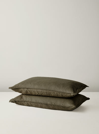 Camouflage French Flax Linen Pillowcase Set - Milk & Sugar