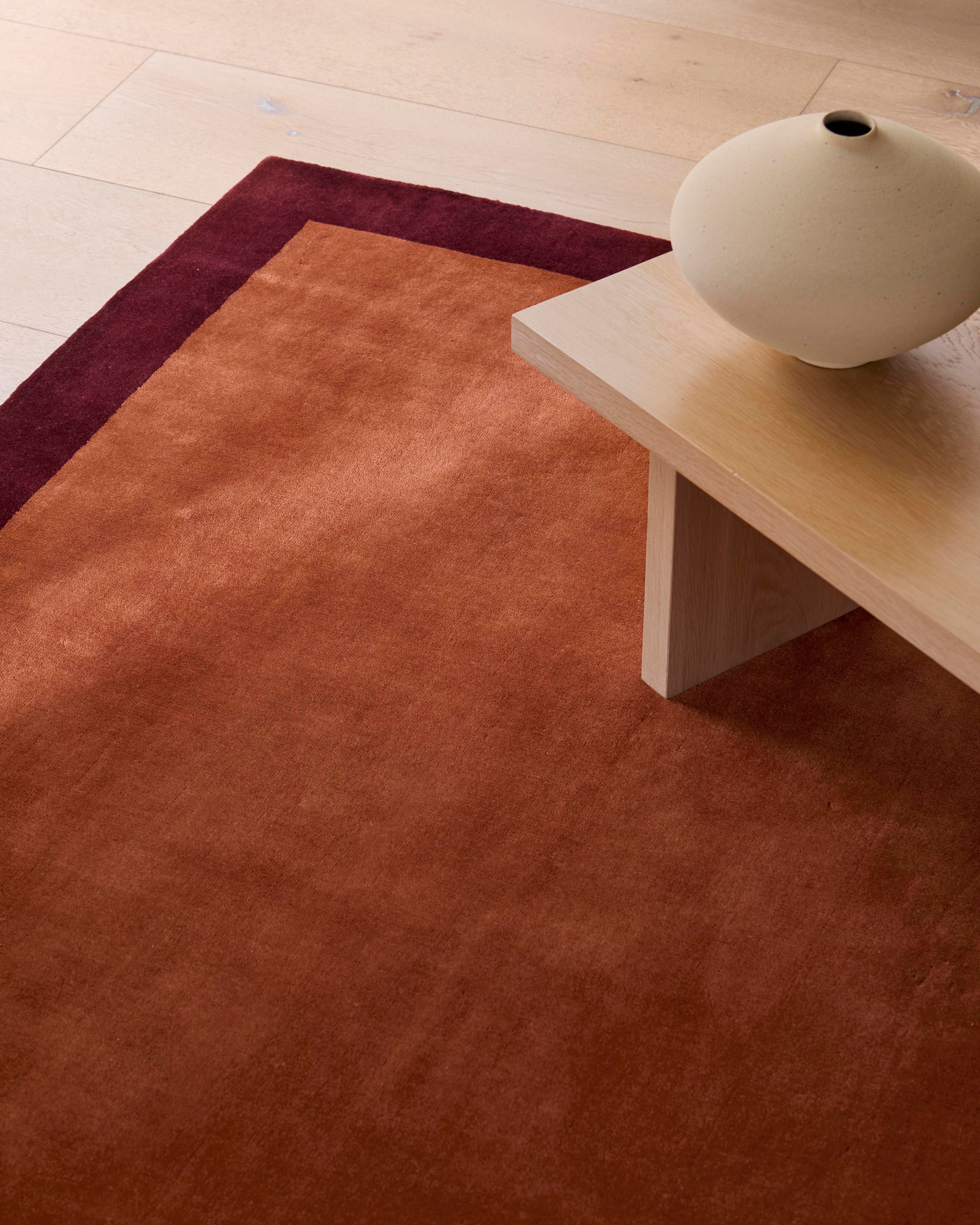 Frame Rug Merlot & Copper – Modern Wool Rug | Milk & Sugar