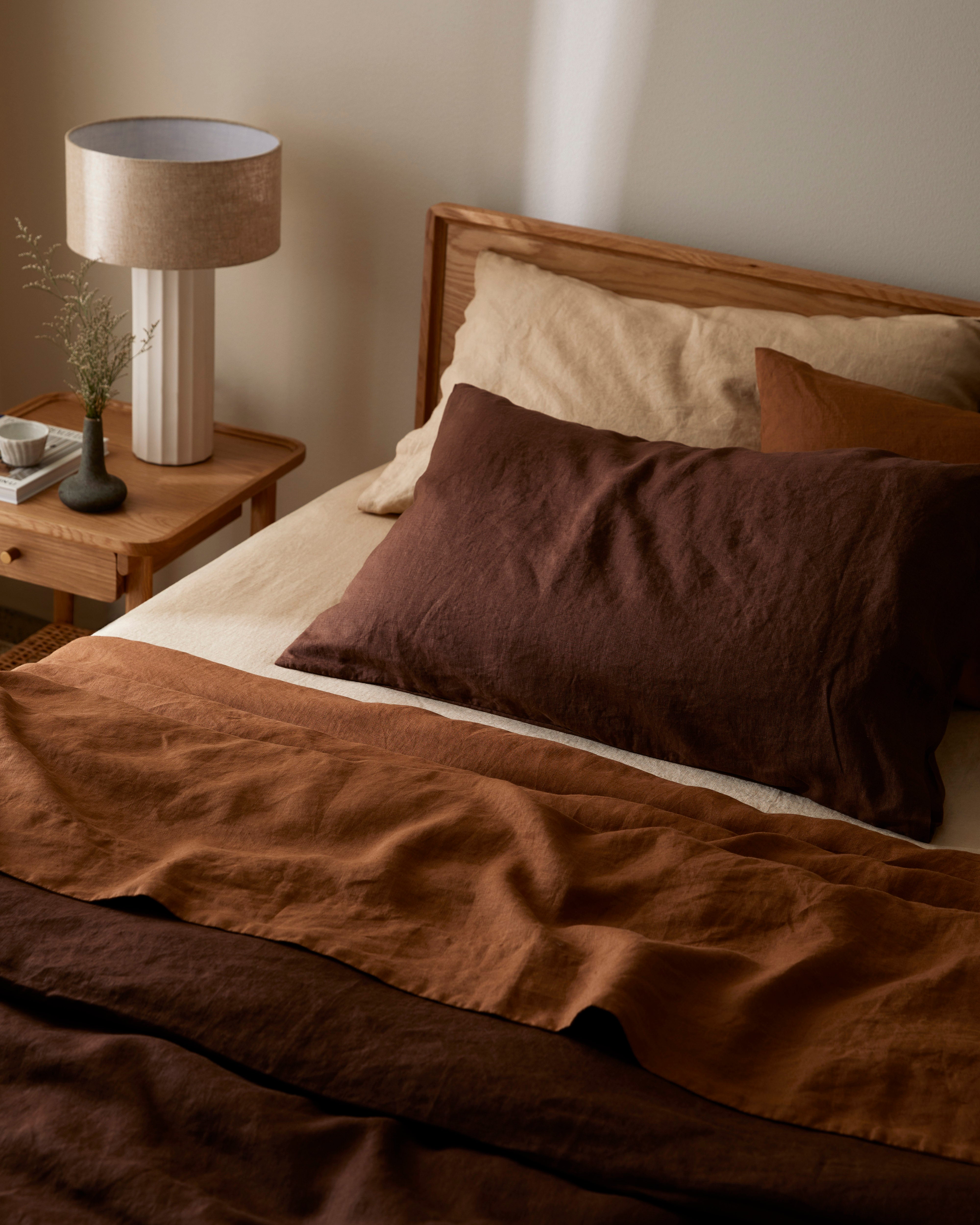 Linen Fitted Sheet in Rust