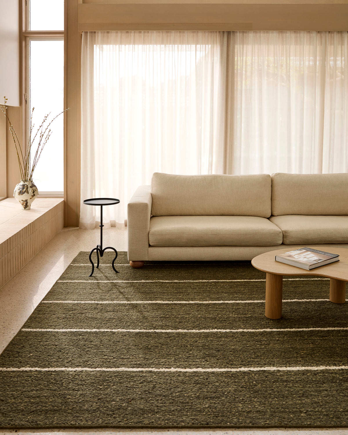 Oscar Rug Fern – Textured Wool Flatweave | Milk & Sugar