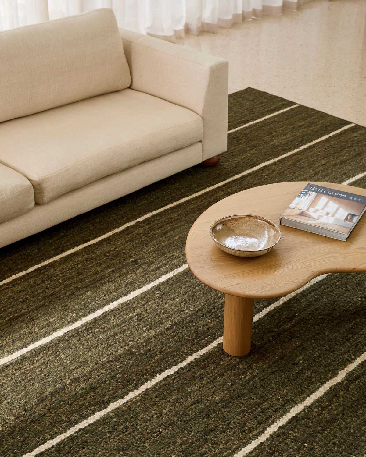 Oscar Rug Fern – Textured Wool Flatweave | Milk & Sugar