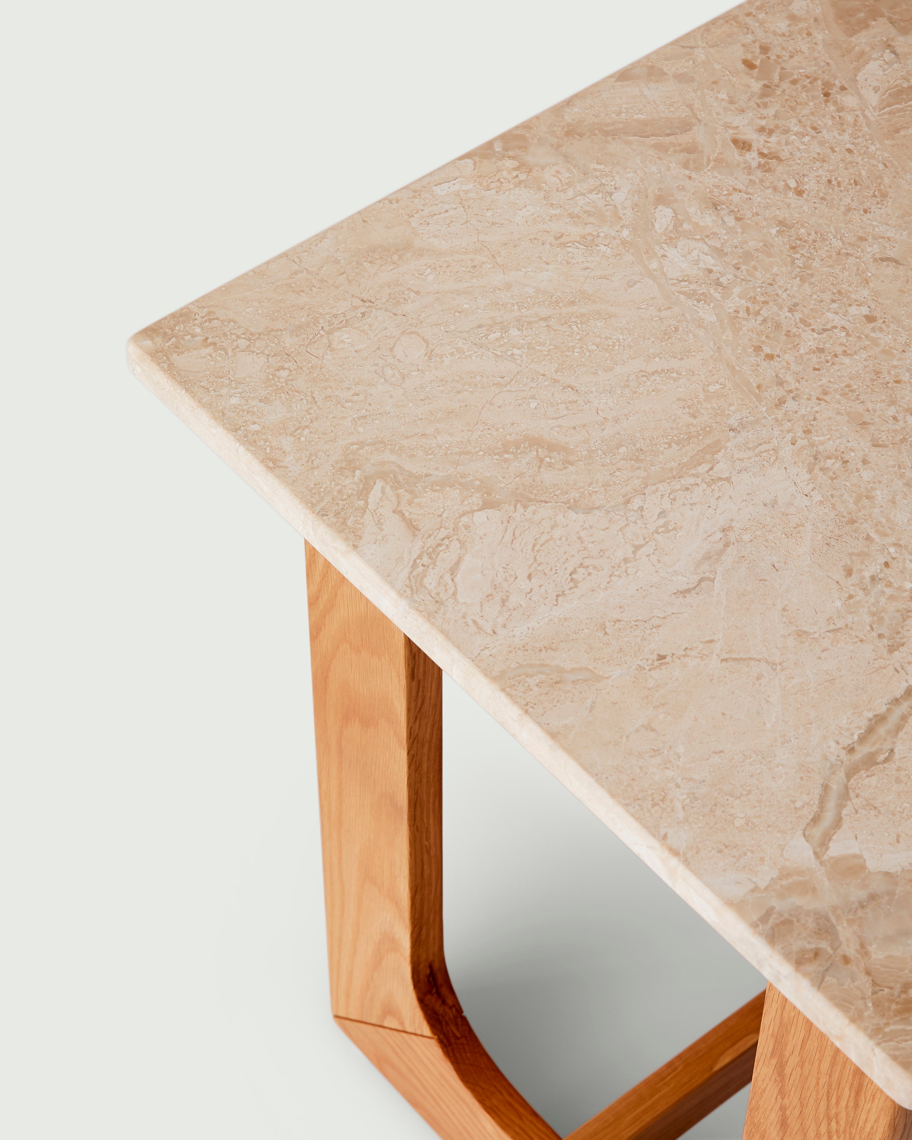 Turn Side Table Cream Marble