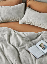 Charcoal Pinstripe European Linen Pillowcase Set - Milk & Sugar