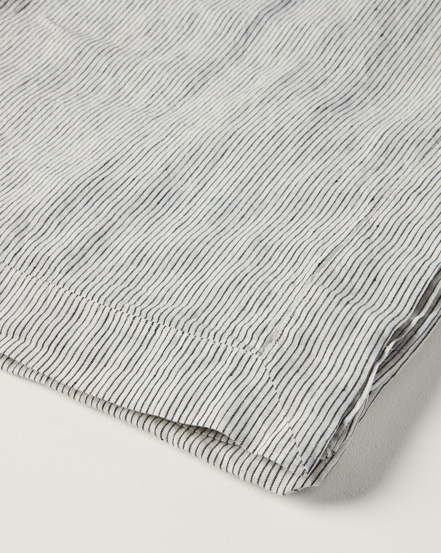 Charcoal Pinstripe French Flax Linen Tablecloth - Milk & Sugar