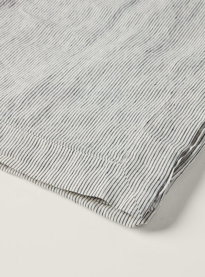 Charcoal Pinstripe French Flax Linen Tablecloth - Milk & Sugar
