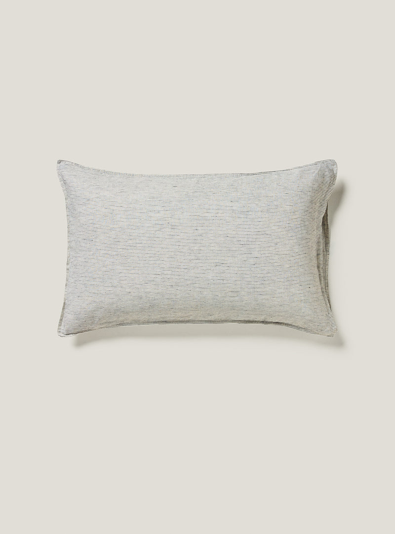 Charcoal Pinstripe French Flax Linen Pillowcase Set - Milk & Sugar