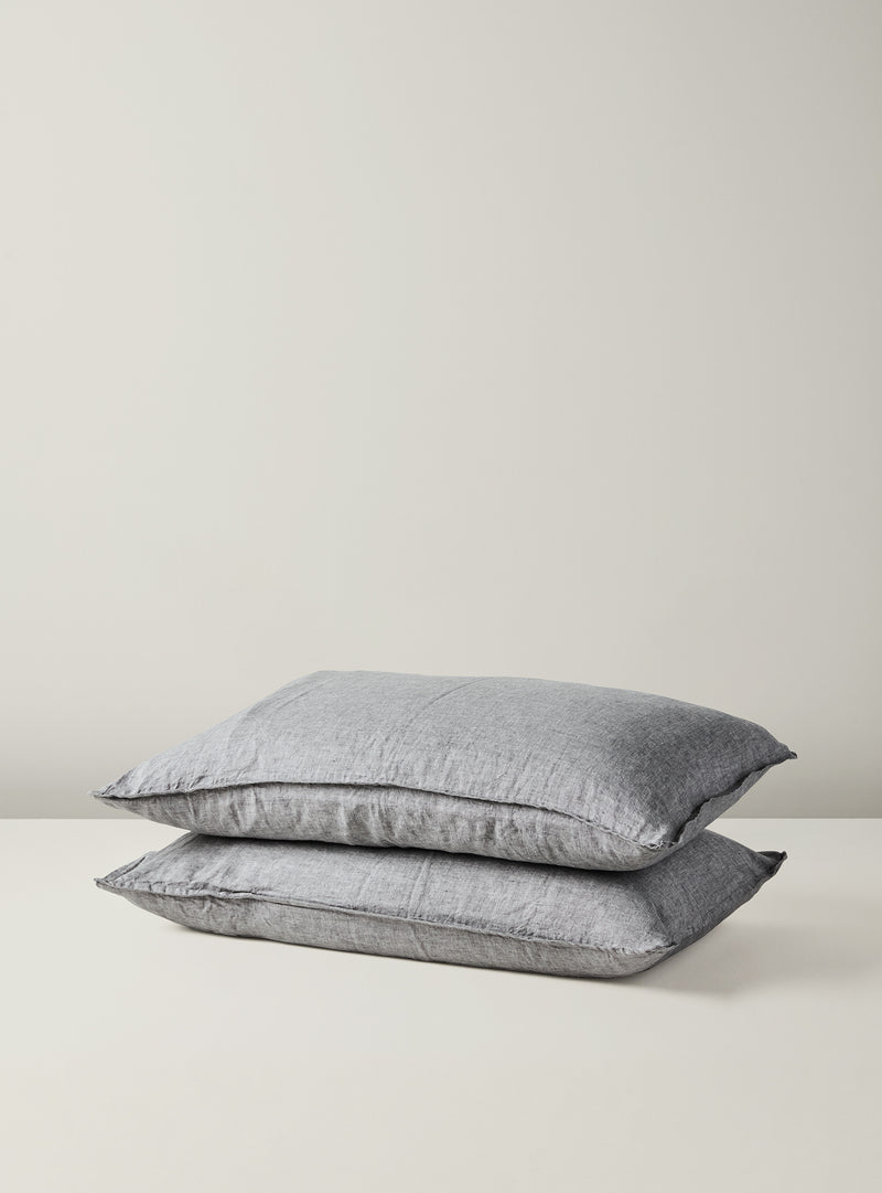 Grey Chambray French Flax Linen Quilt Cover - Milk & Sugar