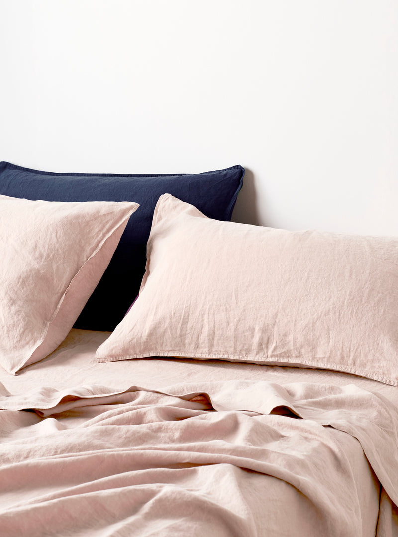 Dusty Pink French Flax Linen Pillowcase Set - Milk & Sugar