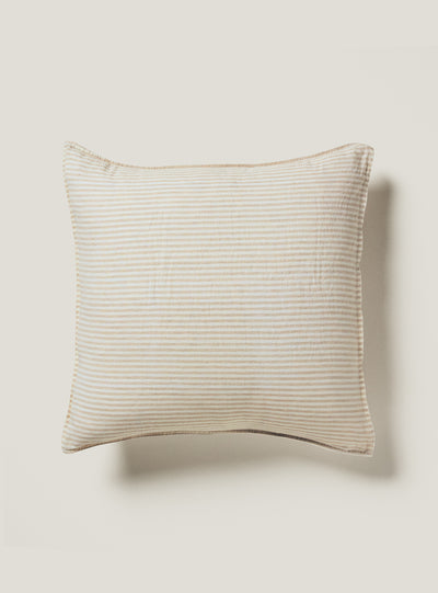 Natural Stripe European Linen Pillowcase Set - Milk & Sugar