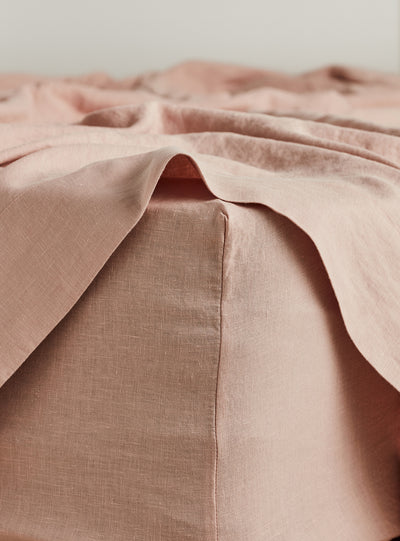 Sunset French Flax Linen Fitted Sheet - Milk & Sugar