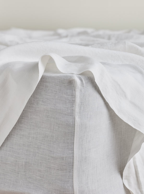 White French Flax Linen Fitted Sheet - Milk & Sugar